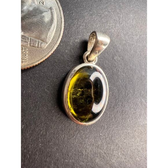 NEW Green with pink tourmaline sterling silver pendant 2.34 grams - Picture 3 of 12